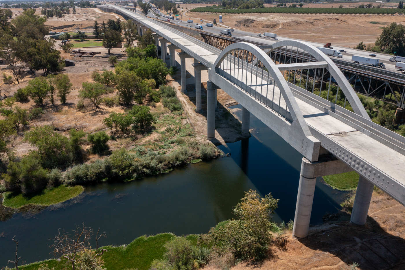 San Joaquin River Viaduct & Pergola (drone view)