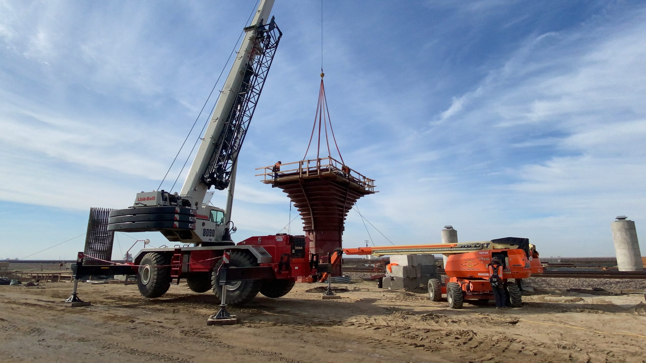 Conejo Viaduct columns being built.