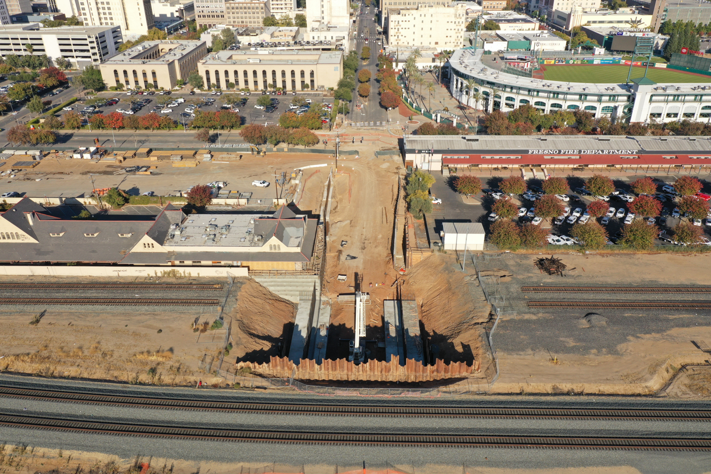 Tulare Street Undercrossing (drone view)